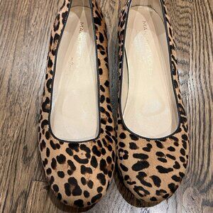 MARCHEZ VOUS Tan Leopard Pascale Calf-Hair Flat Size 9